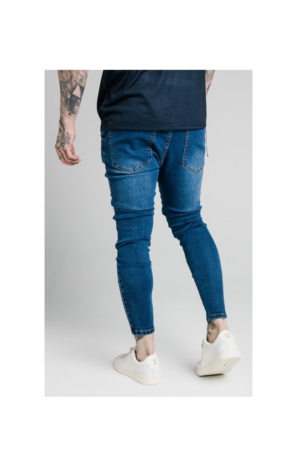 Cargar imagen en el visor de la galería, SikSilk Skinny Distressed Patch Jeans - Midstone (1)