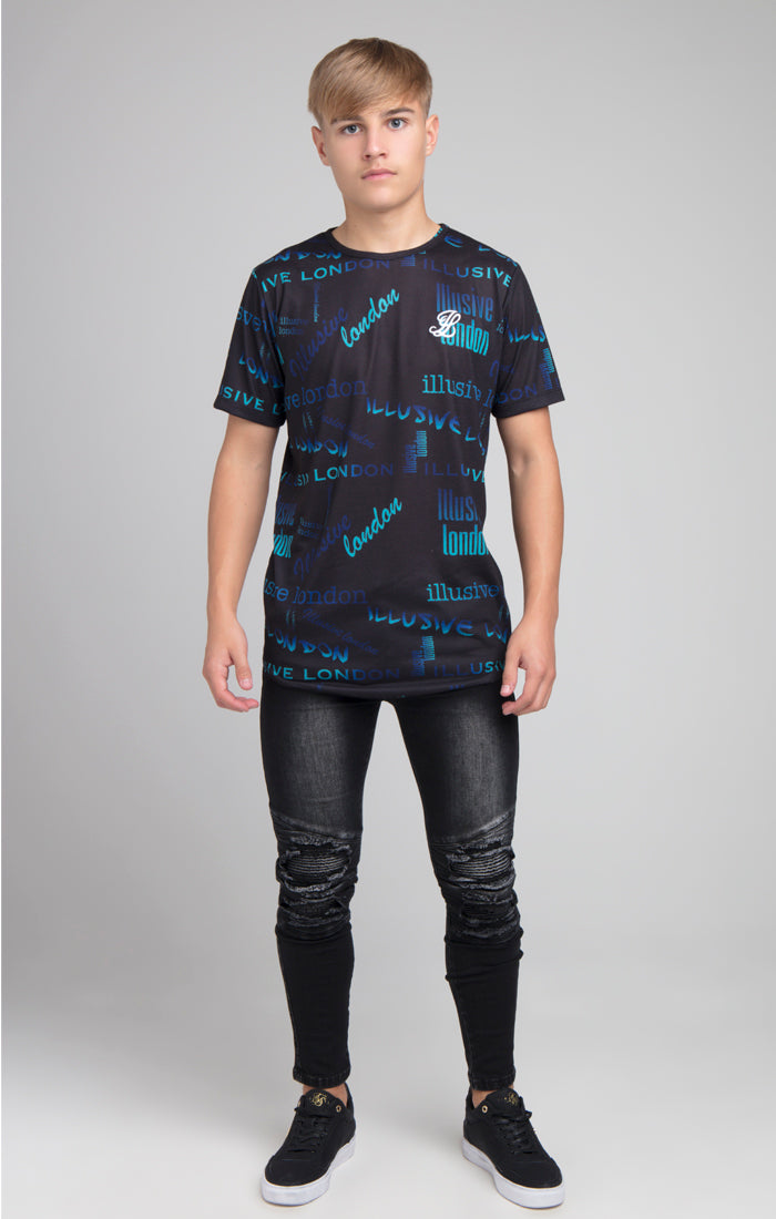 Cargar imagen en el visor de la galería, Boys Illusive Black Logo Printed T-Shirt (2)