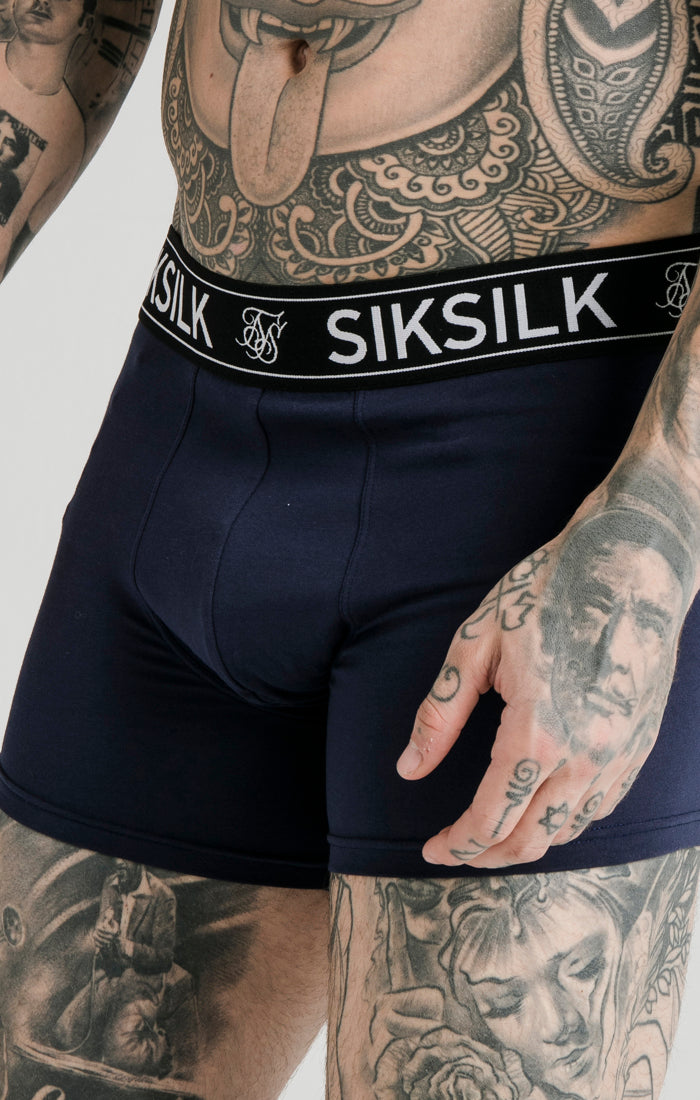 Cargar imagen en el visor de la galería, SikSilk Pantaloncillos tipo Boxers (Paquete de 2) - Azul Marino y Gris Marga (2)