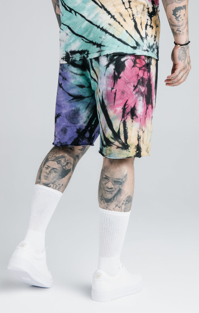 Cargar imagen en el visor de la galería, SikSilk X Steve Aoki Relaxed Shorts - Rainbow Ink Tie Dye (2)