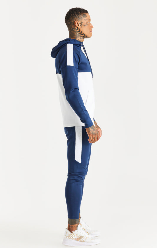 Sudadera Deportiva con Capucha, Cremallera y Banda Azul Marino
