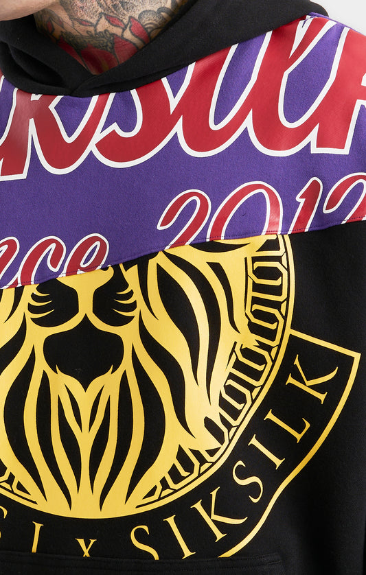 Messi x SikSilk Retro Varsity  Oversized Hoodie - Black & Purple