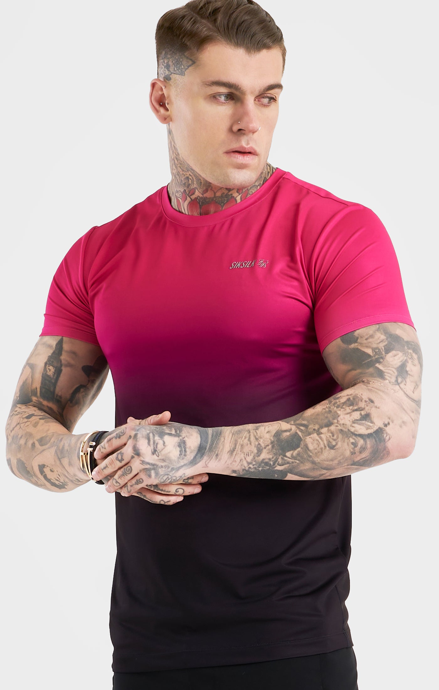 Cargar imagen en el visor de la galería, Camiseta Rosa Desteñida Deportiva Con Corte Musculoso