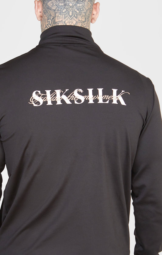 Polerón SikSilk con cuello tipo embudo y cierre - Negro