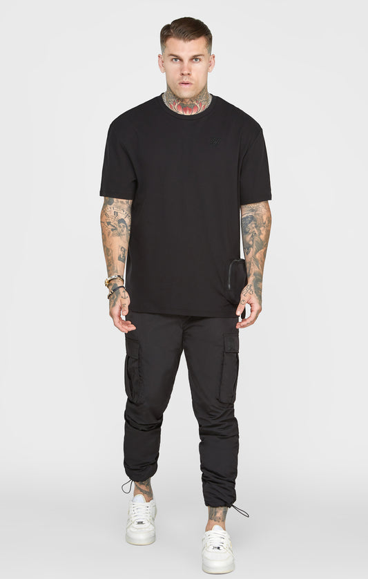 Camiseta Oversize Negra Con Bolsillo