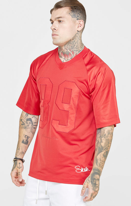 Camiseta Roja Oversize De Manga Corta