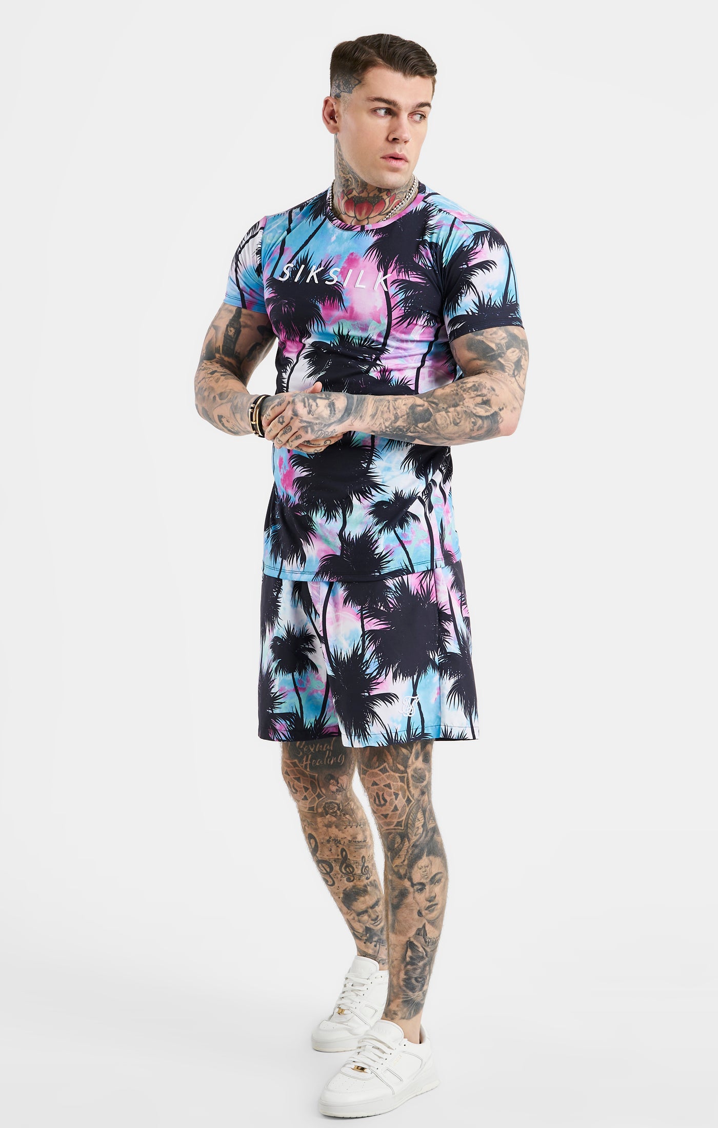 Cargar imagen en el visor de la galería, SikSilk Palm Tee - Black &amp; Pink (2)