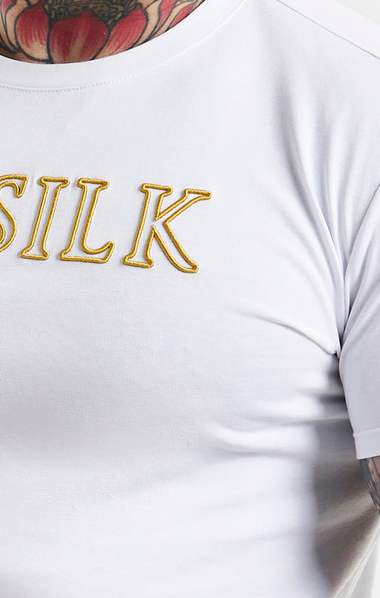 Polera SikSilk con logotipo - Blanco y dorado