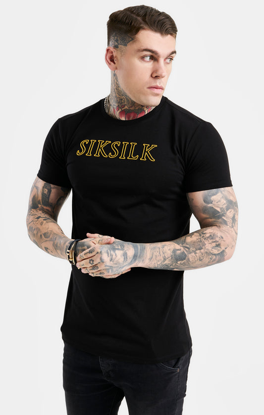 Polera SikSilk con logotipo - Negro y dorado