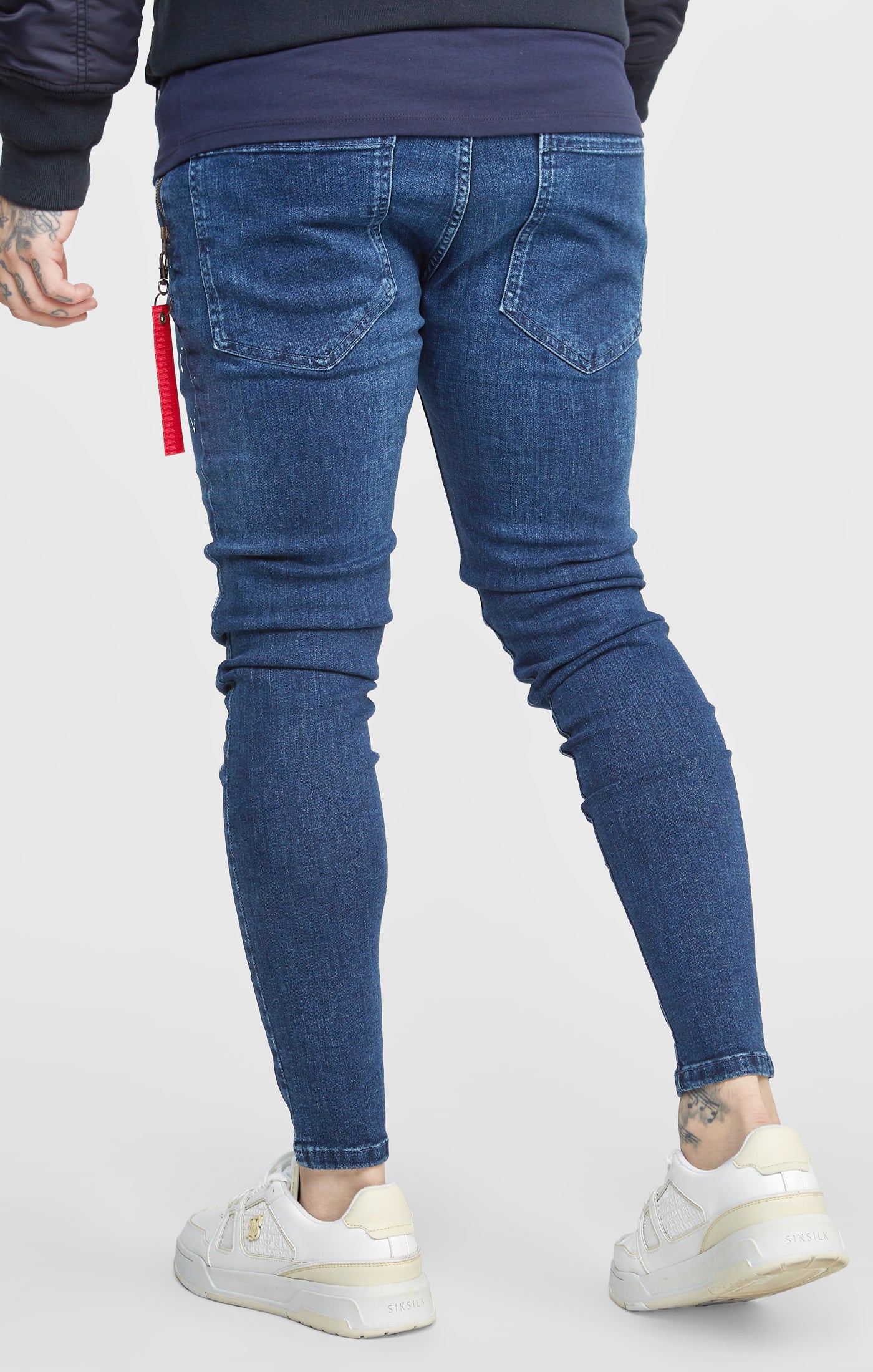 Cargar imagen en el visor de la galería, SikSilk Skinny Fit Flight Denims - Bleached Blue (3)
