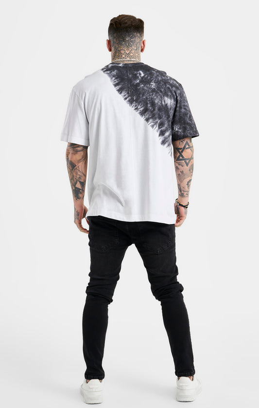 SikSilk Oversized Cut & Sew Varsity T-Shirt - Ecru & Black