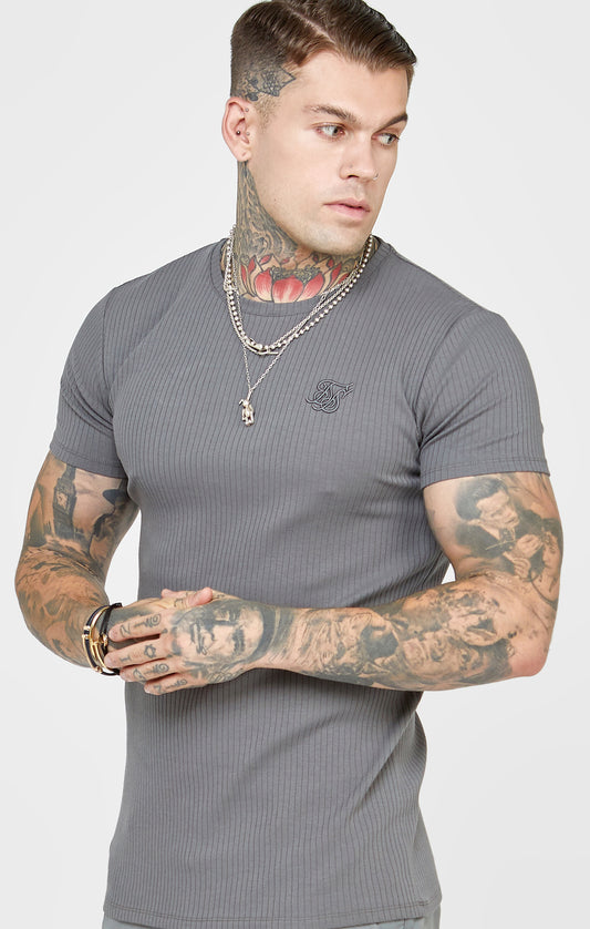 Camiseta de Punto Acanalado Gris