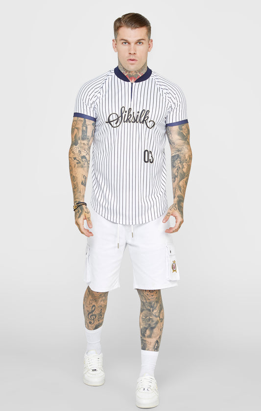 Camiseta Blanca Ajustada De Jersey De Béisbol