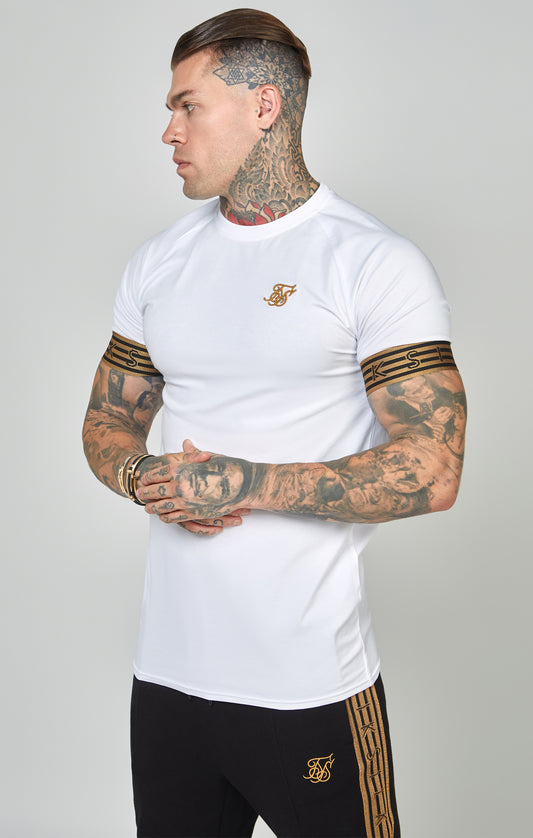 Camiseta de Punto con Puños Elásticos Blanca y Dorada