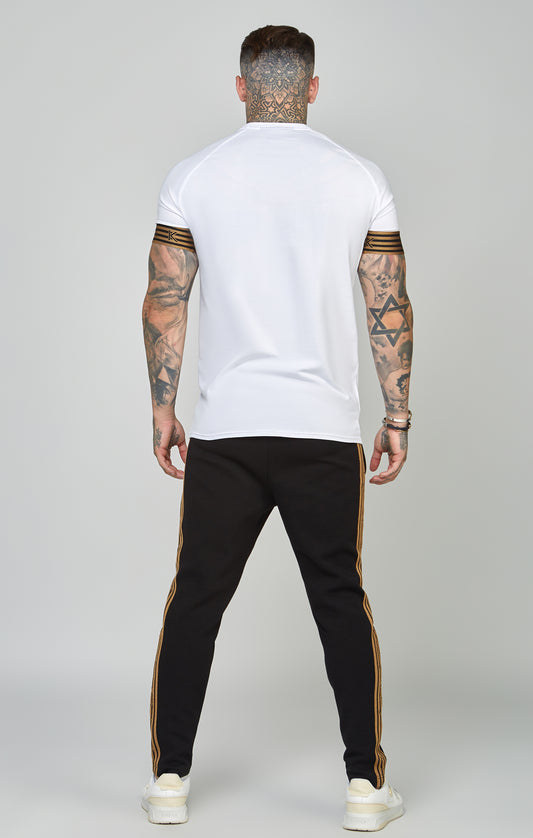 Camiseta de Punto con Puños Elásticos Blanca y Dorada