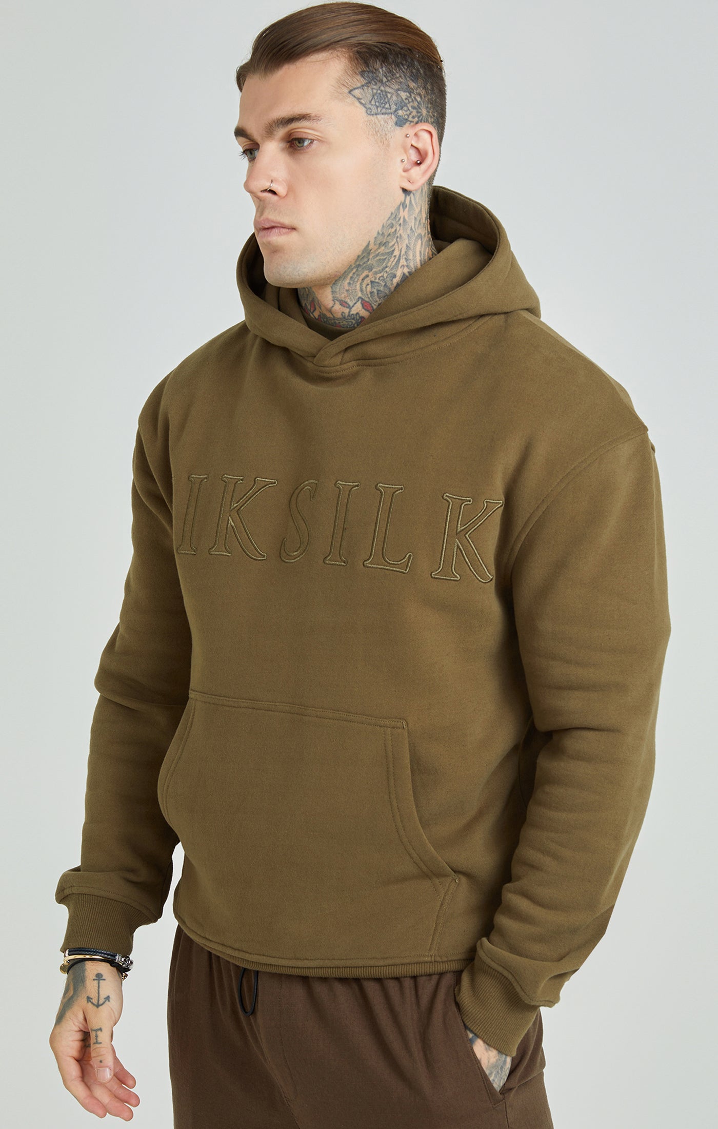 Cargar imagen en el visor de la galería, Sudadera con Capucha Holgada y Logotipo Caqui