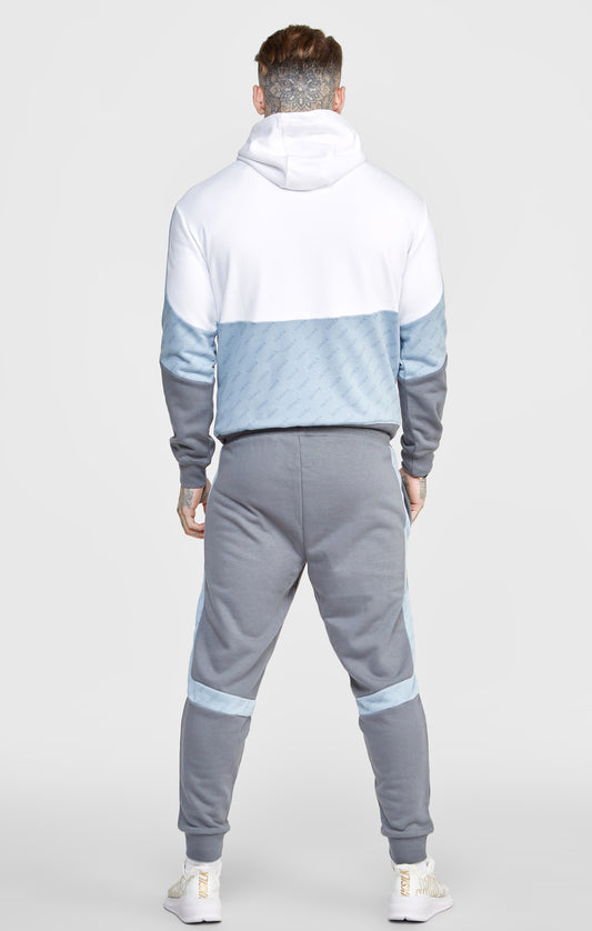 White Colour Block Relaxed Fit Hoodie