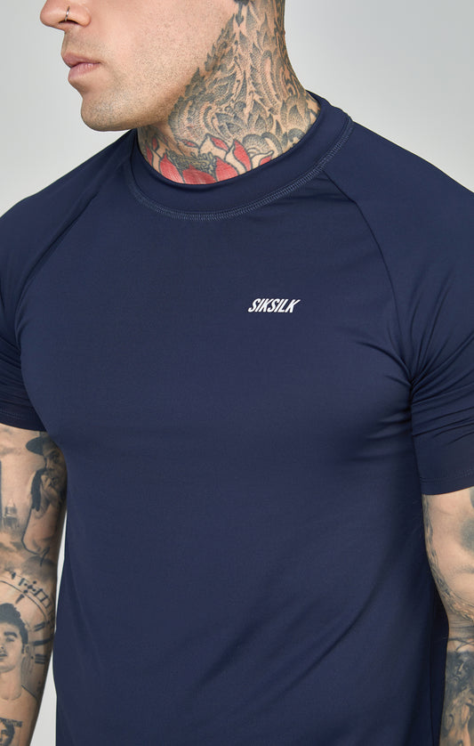Navy Sports Curved Hem Muscle Fit T-Shirt