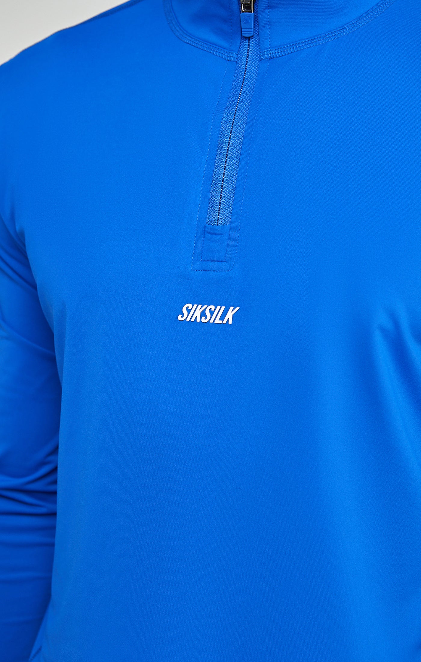 Cargar imagen en el visor de la galería, Blue Sports Muscle Fit Quarter Zip Long Sleeve Top (2)