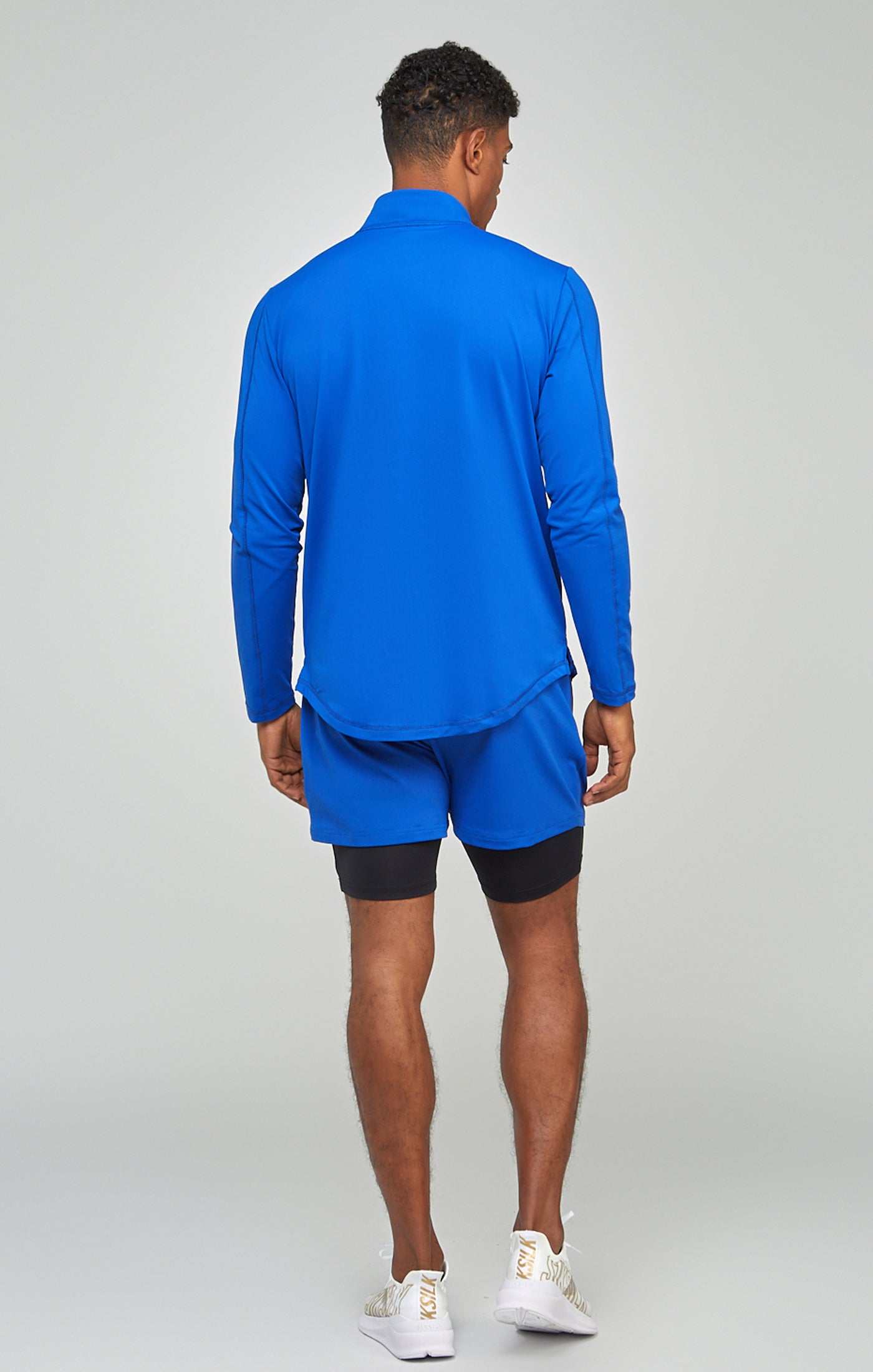 Cargar imagen en el visor de la galería, Blue Sports Muscle Fit Quarter Zip Long Sleeve Top (4)