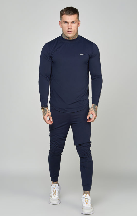 Navy Sports Muscle Fit Long Sleeve Top