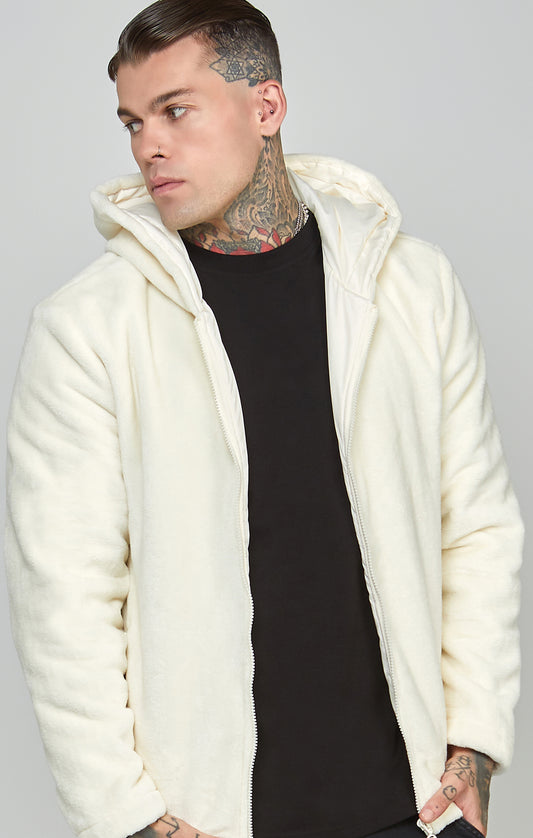 Branded Faux Fur Jacket