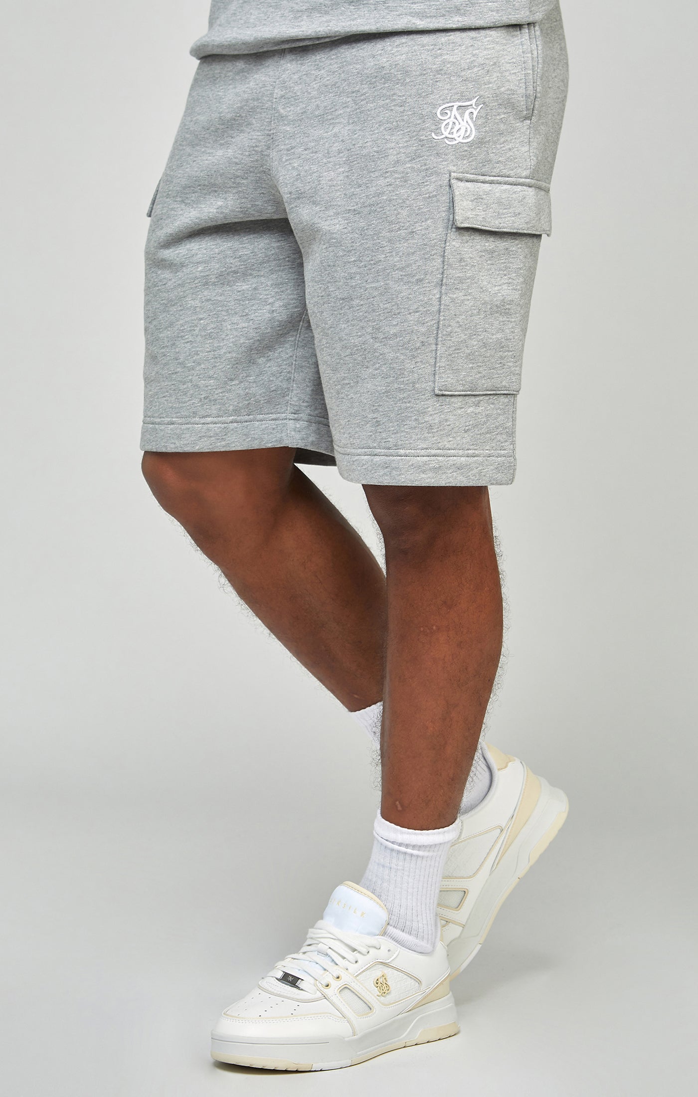 Cargar imagen en el visor de la galería, Grey Marl Essential Cargo Fleece Shorts
