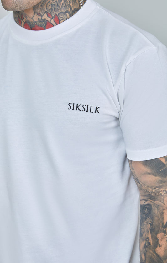 White Printed Logo Relaxed Fit T-Shirt