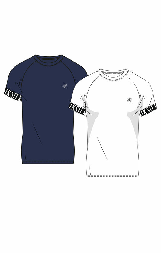 Pack de 2 Camisetas Muscle Fit Esenciales con Banda Blanca y Azul