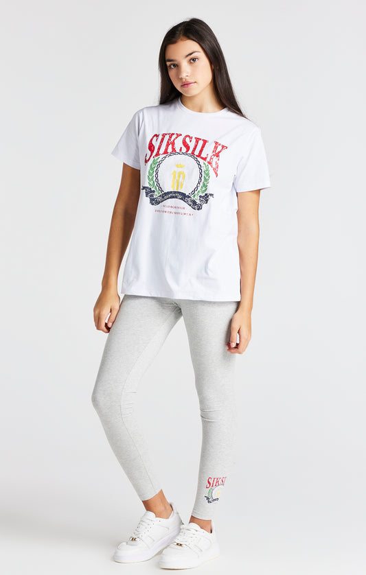 Girls White Varsity Logo Boyfriend T-Shirt