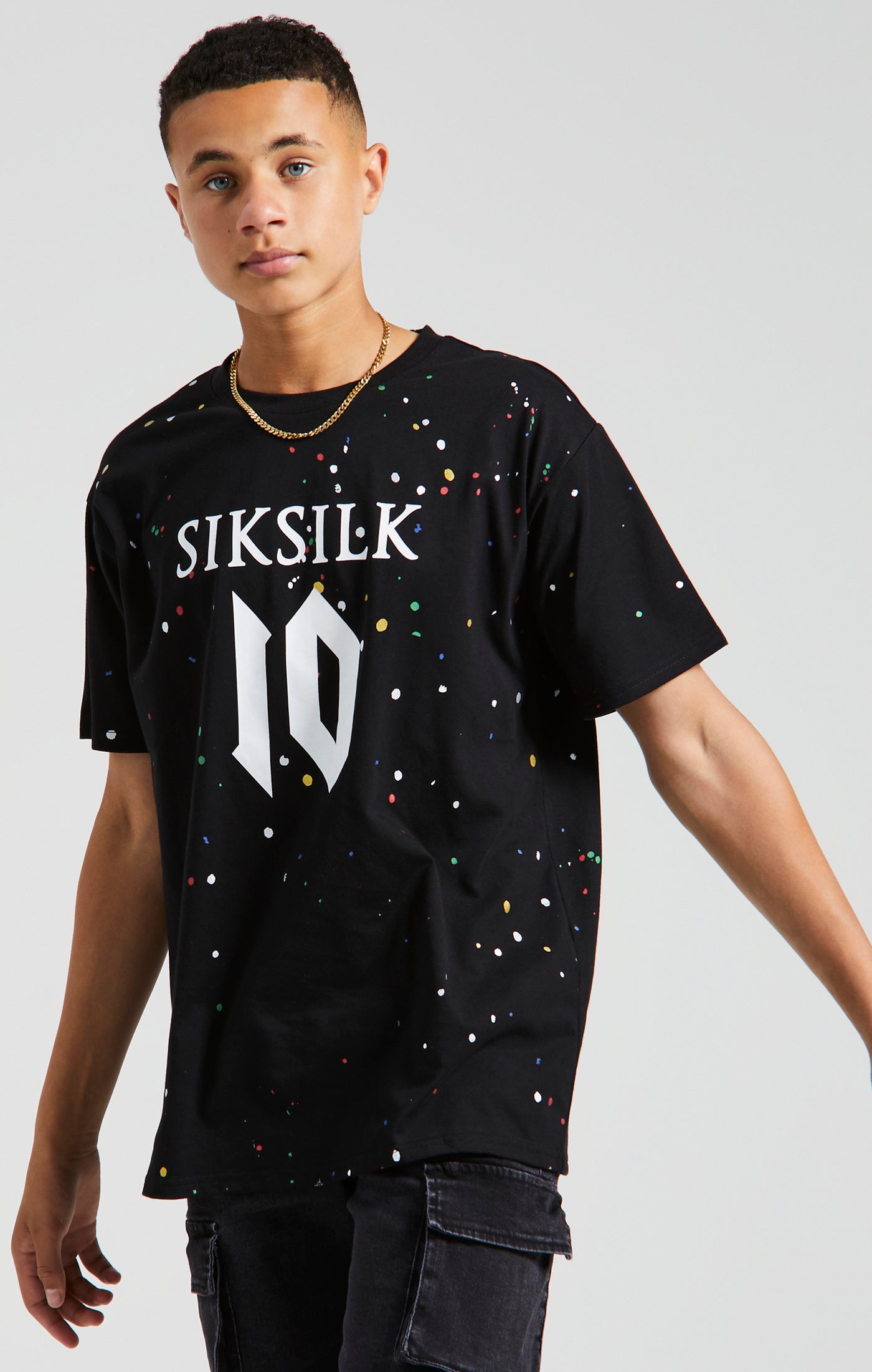 Cargar imagen en el visor de la galería, Camiseta Messi x SikSilk Paint Splat Negra