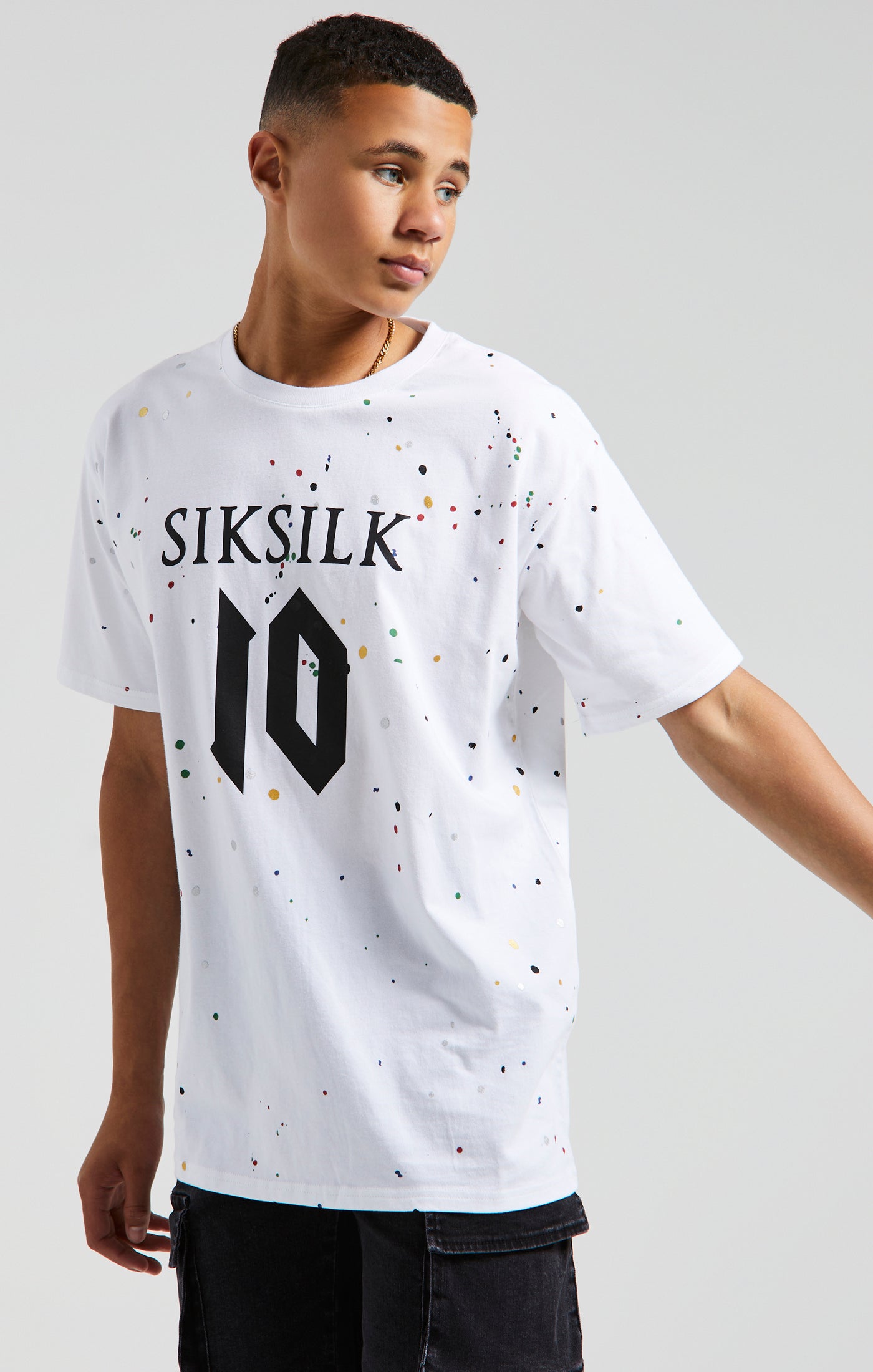 Cargar imagen en el visor de la galería, Camiseta con Pintura Salpicada Messi x SikSilk - Blanca (2)