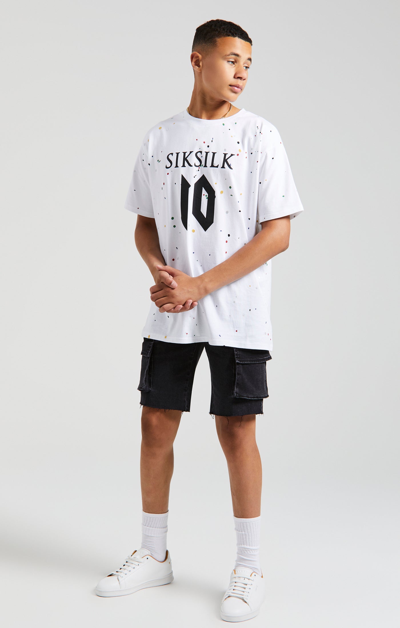 Cargar imagen en el visor de la galería, Camiseta con Pintura Salpicada Messi x SikSilk - Blanca (3)