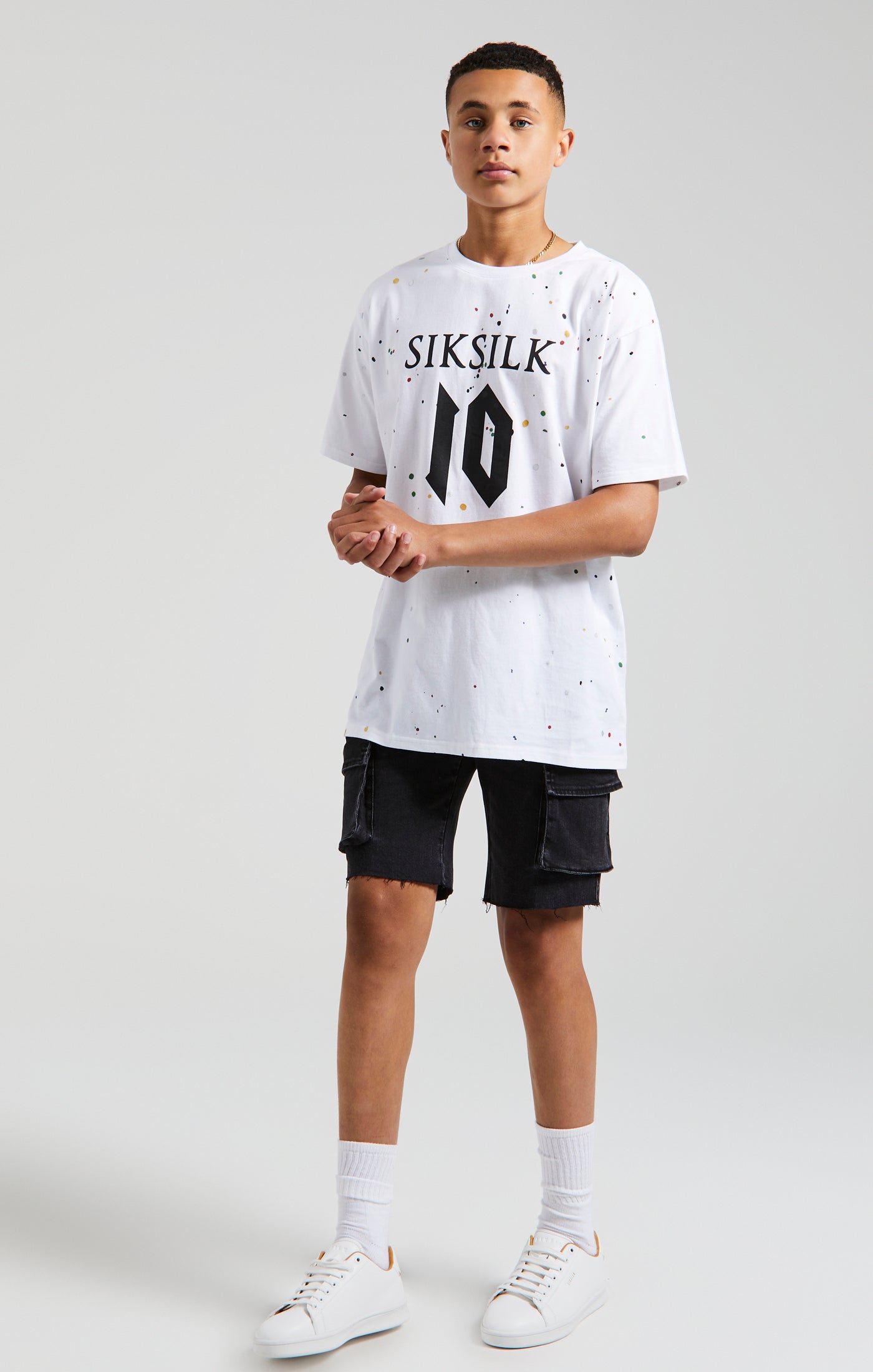 Cargar imagen en el visor de la galería, Camiseta con Pintura Salpicada Messi x SikSilk - Blanca (4)