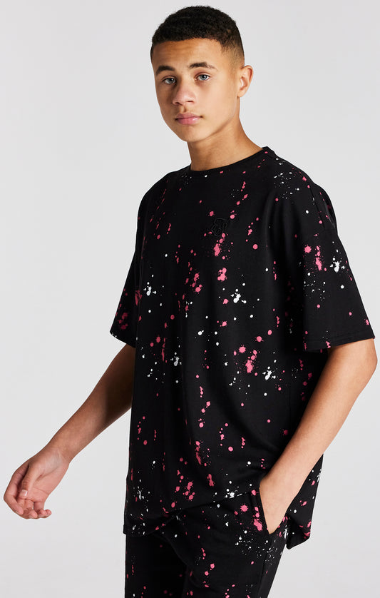 Boys Black Paint Splatter Oversized T-Shirt