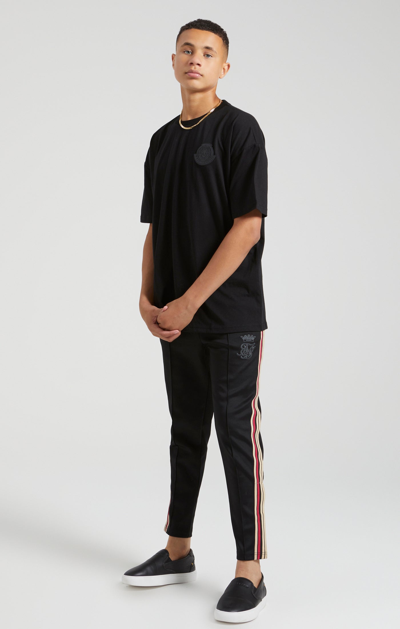 Cargar imagen en el visor de la galería, Boys Messi x SikSilk Black Lion Graphic Oversized T-Shirt (4)