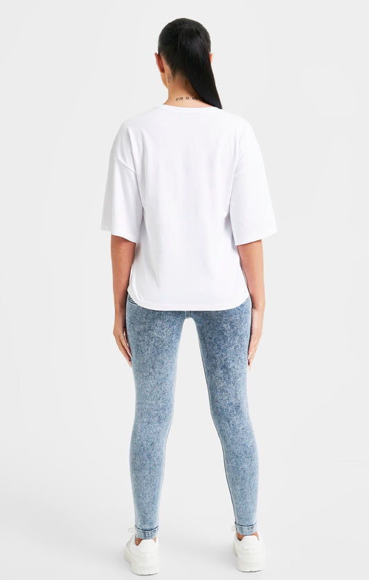 White Sparkle Boxy Crop T-Shirt