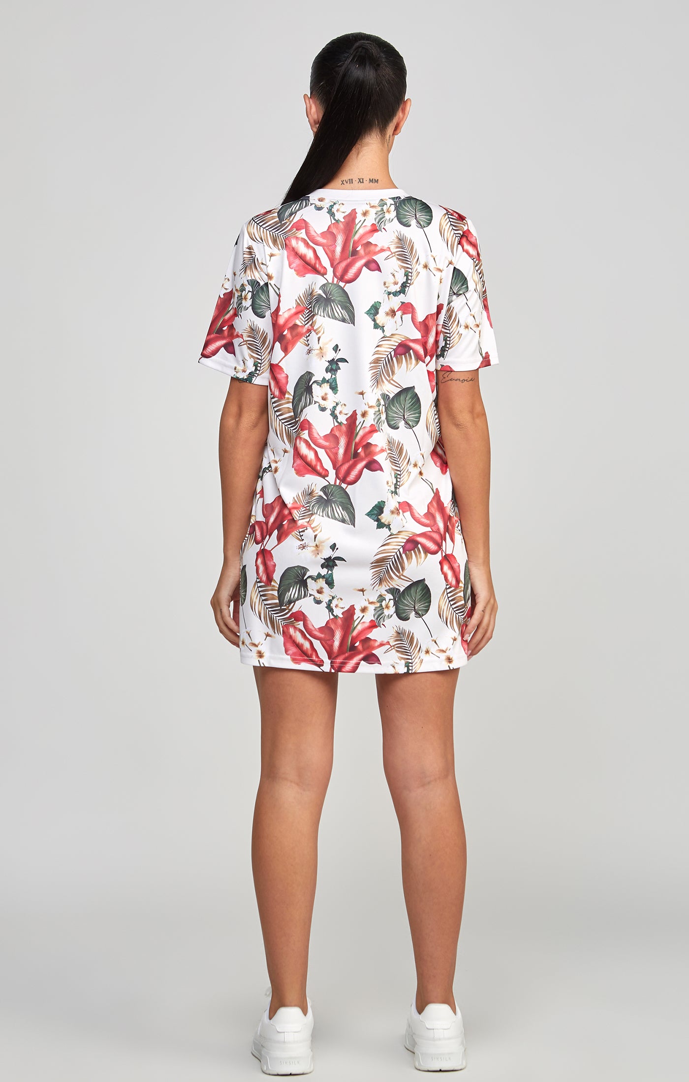 Cargar imagen en el visor de la galería, Vestido Estilo Camiseta Con Estampado Tropical Retro (4)