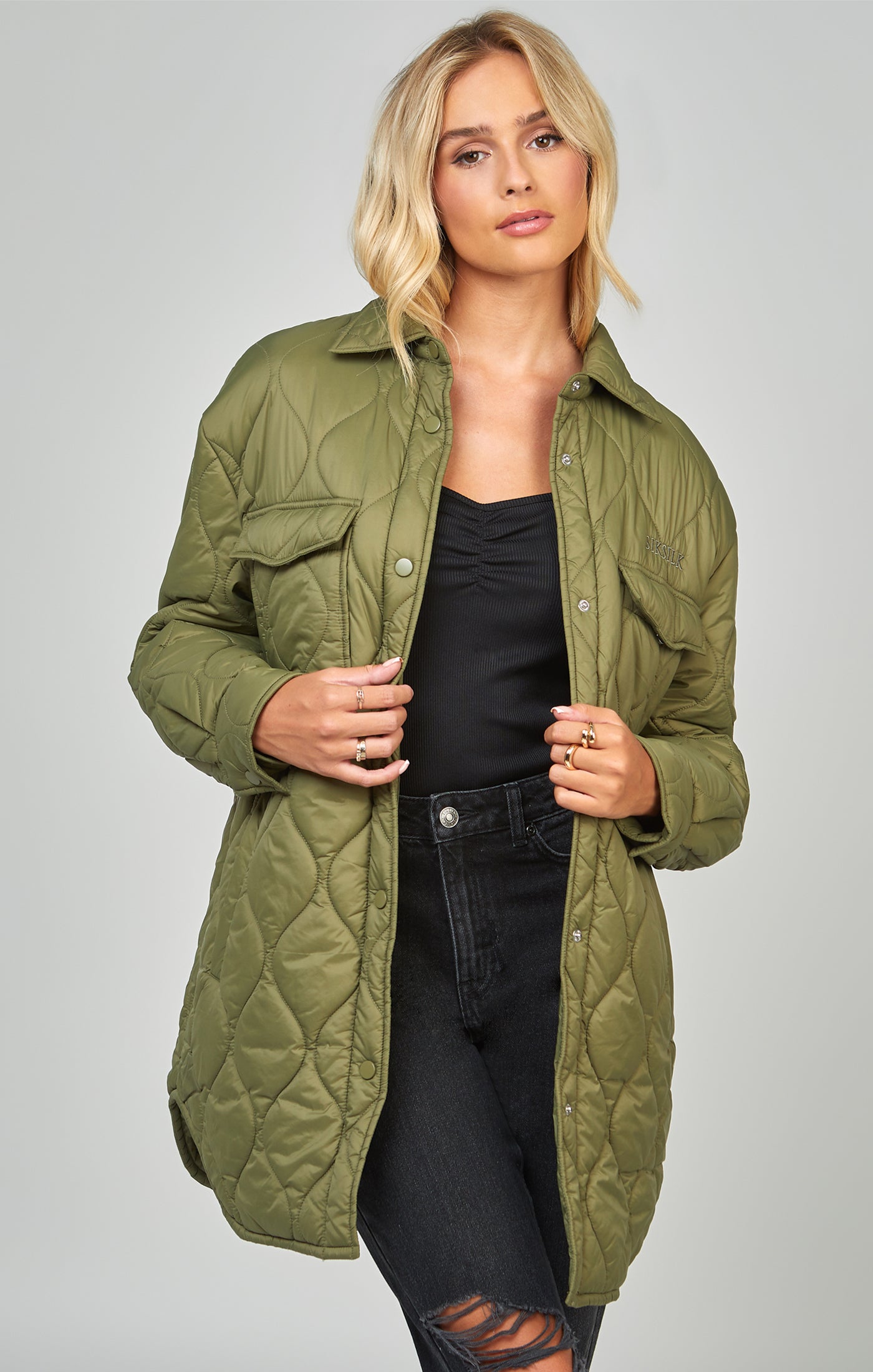 Cargar imagen en el visor de la galería, Khaki Lightweight Quilt Jacket
